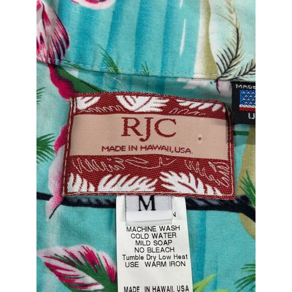 RJC Hawaiian Flamingo Shirt Mens M Made In Hawaii USA Tropical Casual Florida - Picture 5 of 9